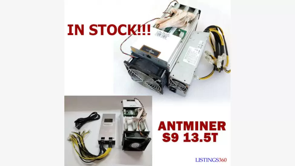 R2,300 Bitmain btc Antminer asic S9 13.5T SHA256 + Psu