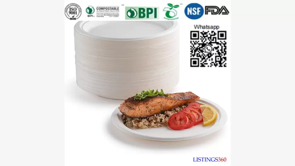 R1 Plate dinner plate disposable plate sugarcane plate