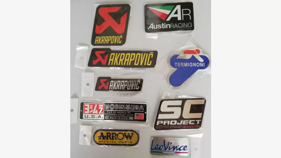 R1,234 Motorcycle exhaust aluminium plate decals / metal stickers / badges - Gauteng